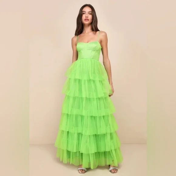 knee length dresses for ladies Misty Rose Tulle Maxi Dress with a Corset Bustier main image 0